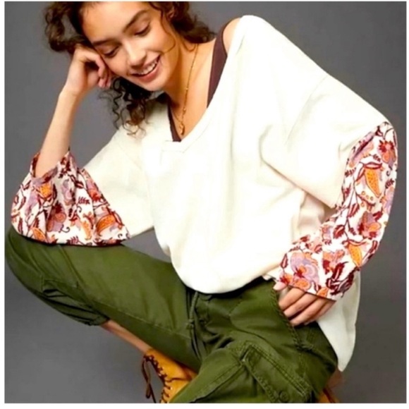 Anthropologie Tops - ANTHROPOLOGIE Waffle Knit Oversized V Neck Top medium